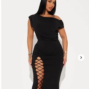 Fashion Jewelry Black One Shoulder Bodycon Dress